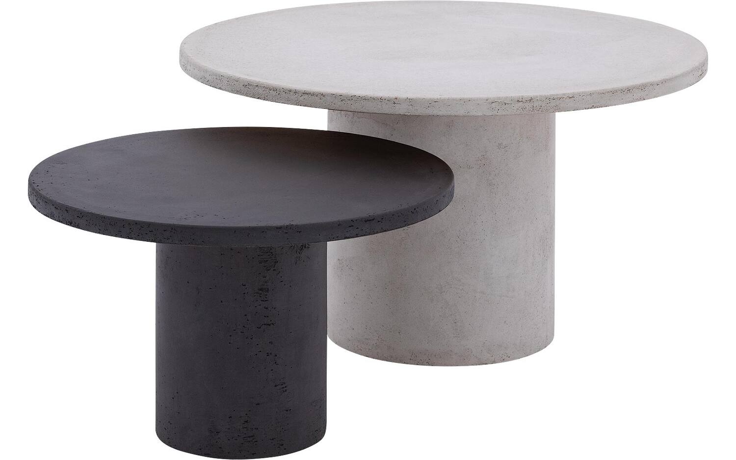 zwart wit ronde tafels beton